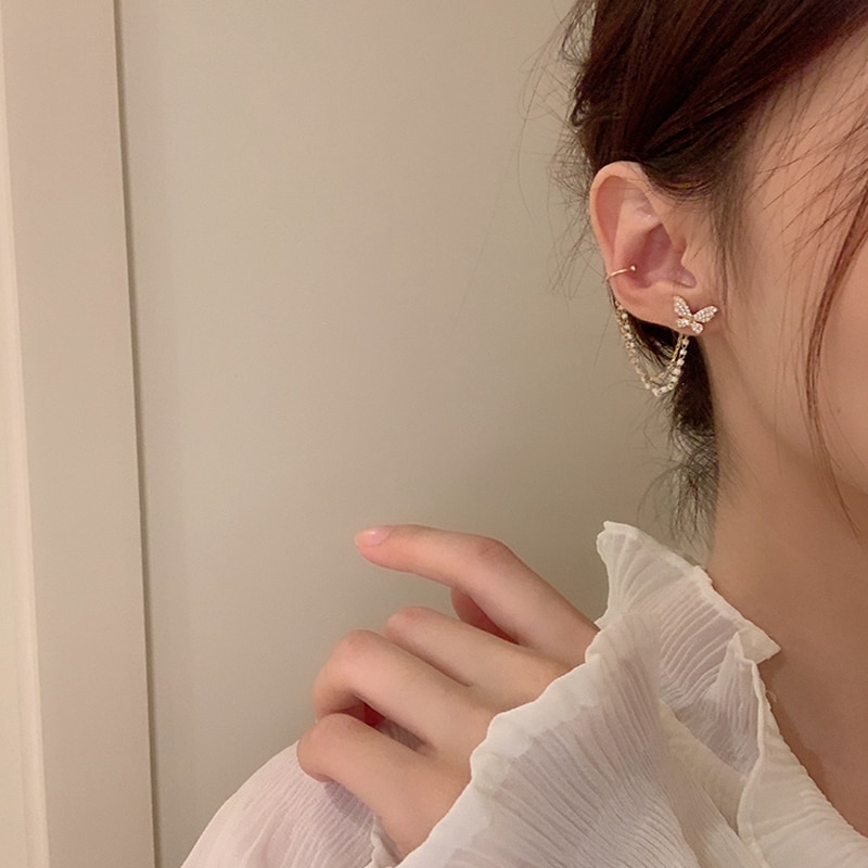 Women's Crystal Butterfly Stud Earrings