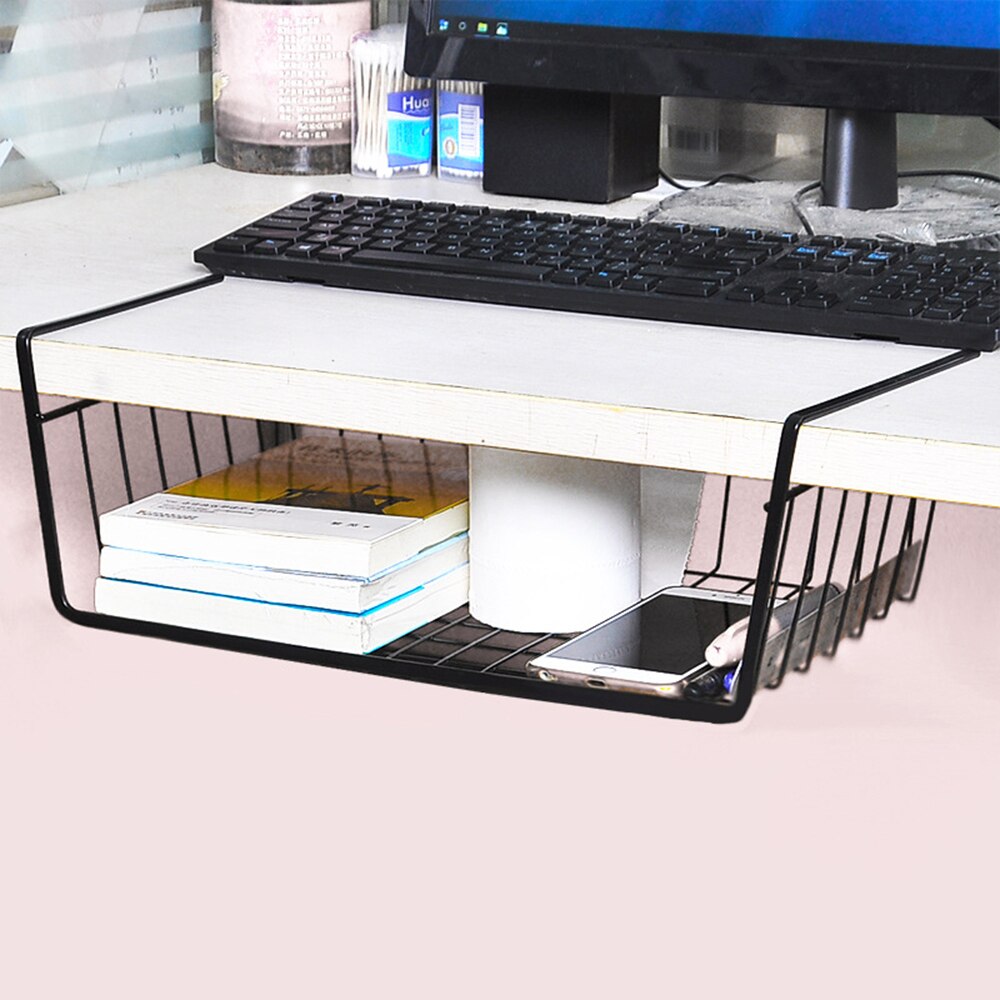 Iron Desk Cabinet Hanging Storage Shelves for Wall Stand Kitchen Table Rack